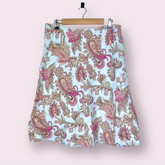 NWT Tommy Hilfiger Linen Paisley Pastel and Beige Skirt - Picture 1 of 7
